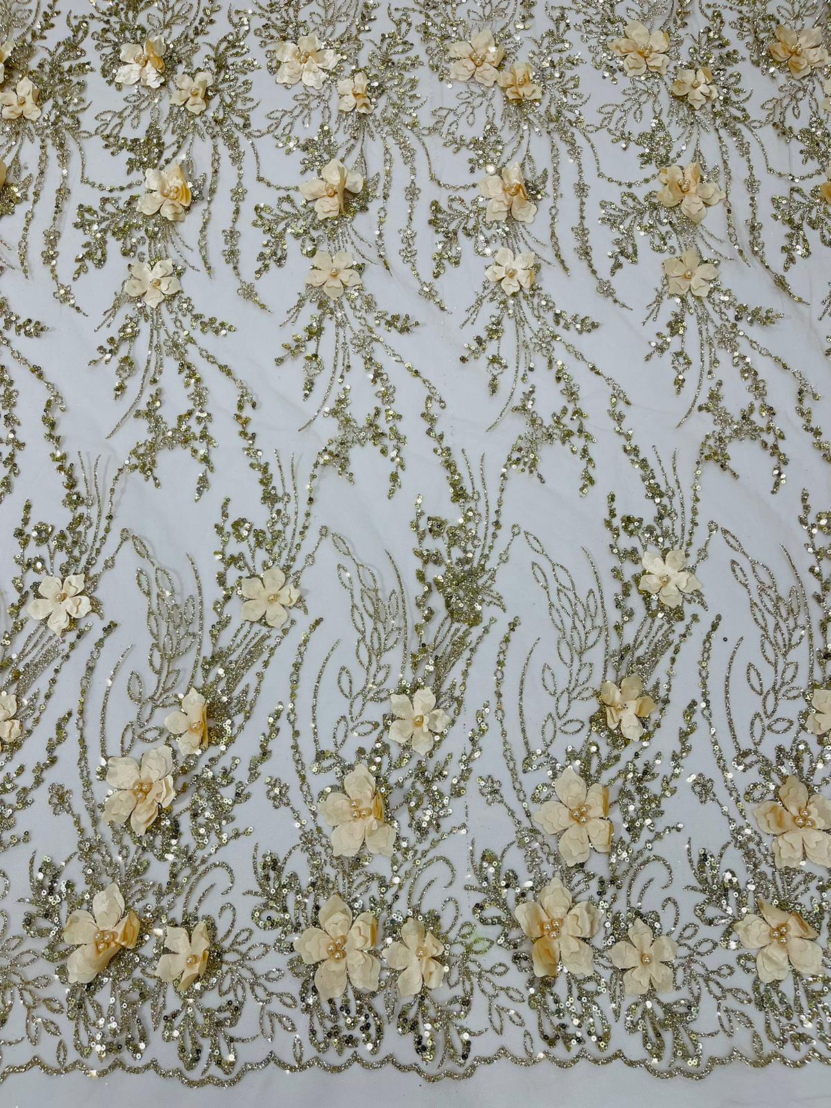 3d Luxury satin floral glitter fabric| New Creations Fabric & Foam Inc. - New Creations Fabric & Foam Inc