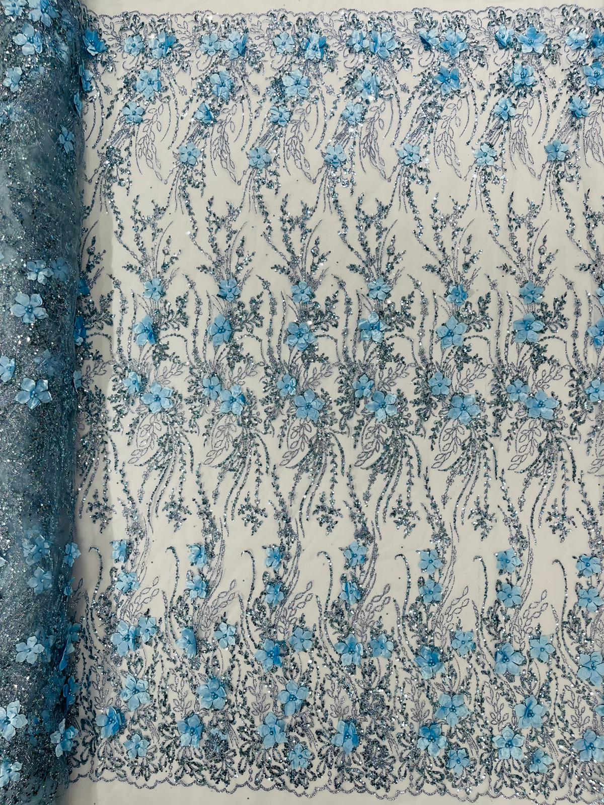 3d Luxury satin floral glitter fabric| New Creations Fabric & Foam Inc. - New Creations Fabric & Foam Inc