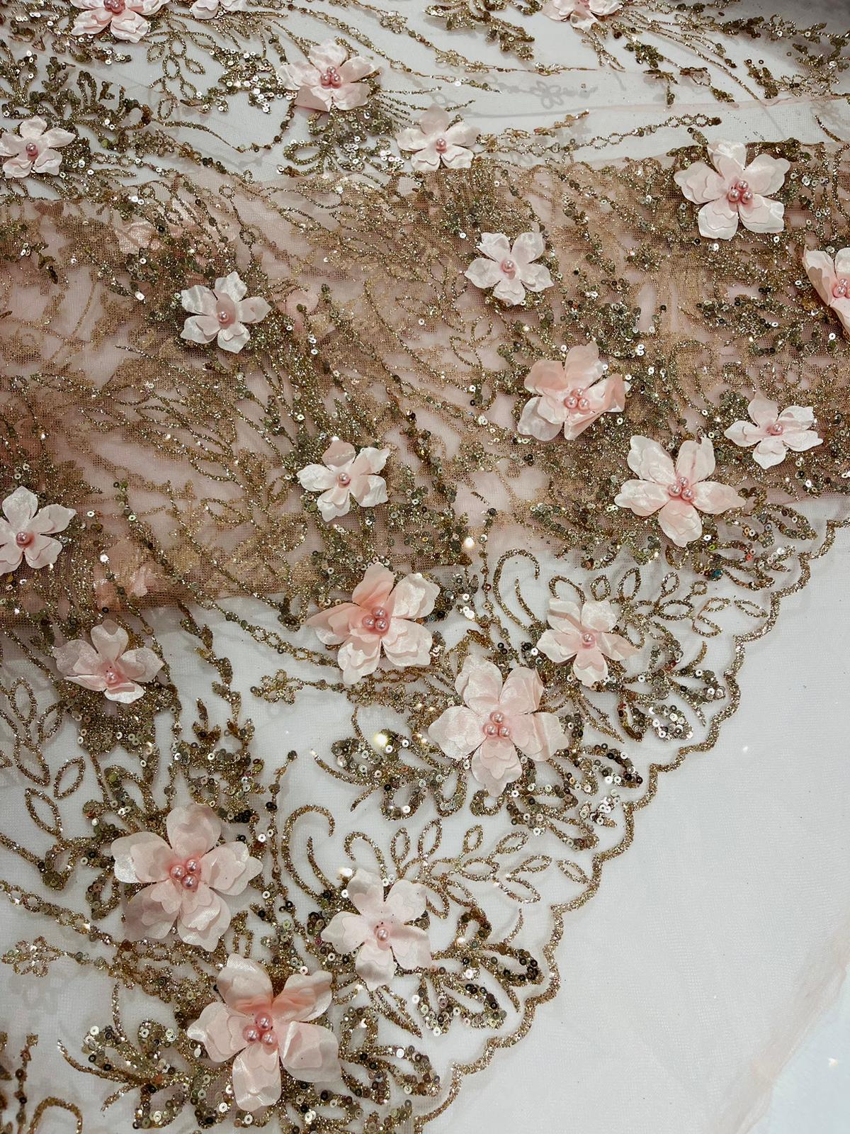 3d Luxury satin floral glitter fabric| New Creations Fabric & Foam Inc. - New Creations Fabric & Foam Inc