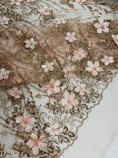 3d Luxury satin floral glitter fabric| New Creations Fabric & Foam Inc. - New Creations Fabric & Foam Inc