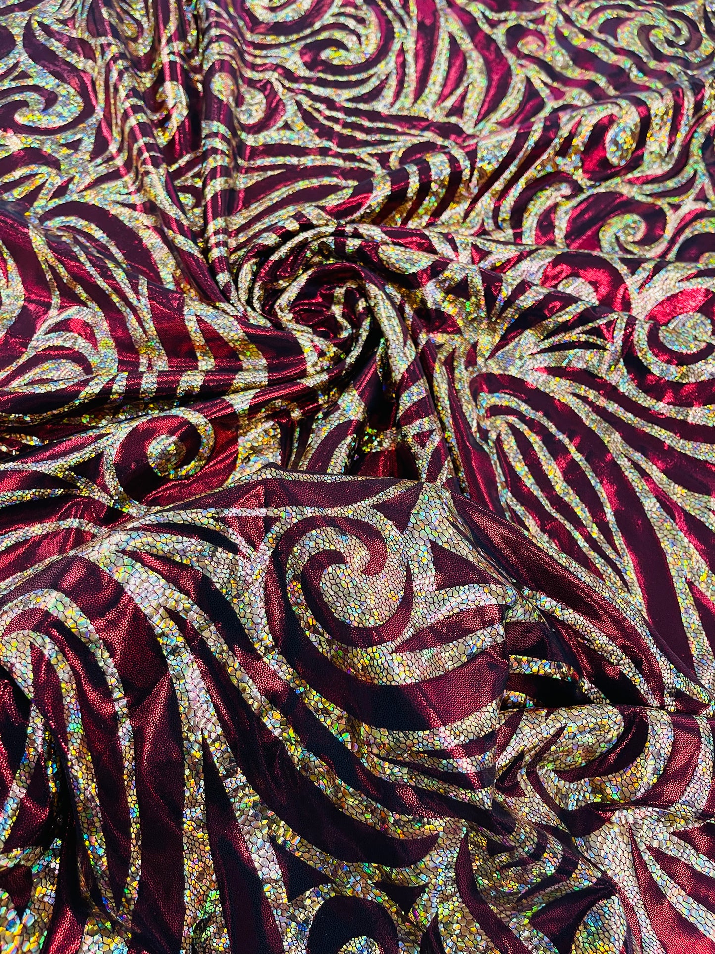 Foil flame spandex | New Creation Fabric & Foam