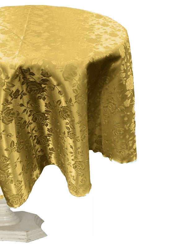 51" ROUND TABLECLOTH ROSES JACQUARD SATIN - New Creations Fabric & Foam Inc