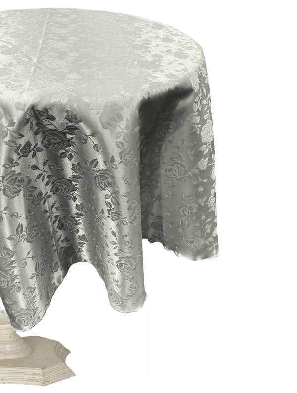 51" ROUND TABLECLOTH ROSES JACQUARD SATIN - New Creations Fabric & Foam Inc