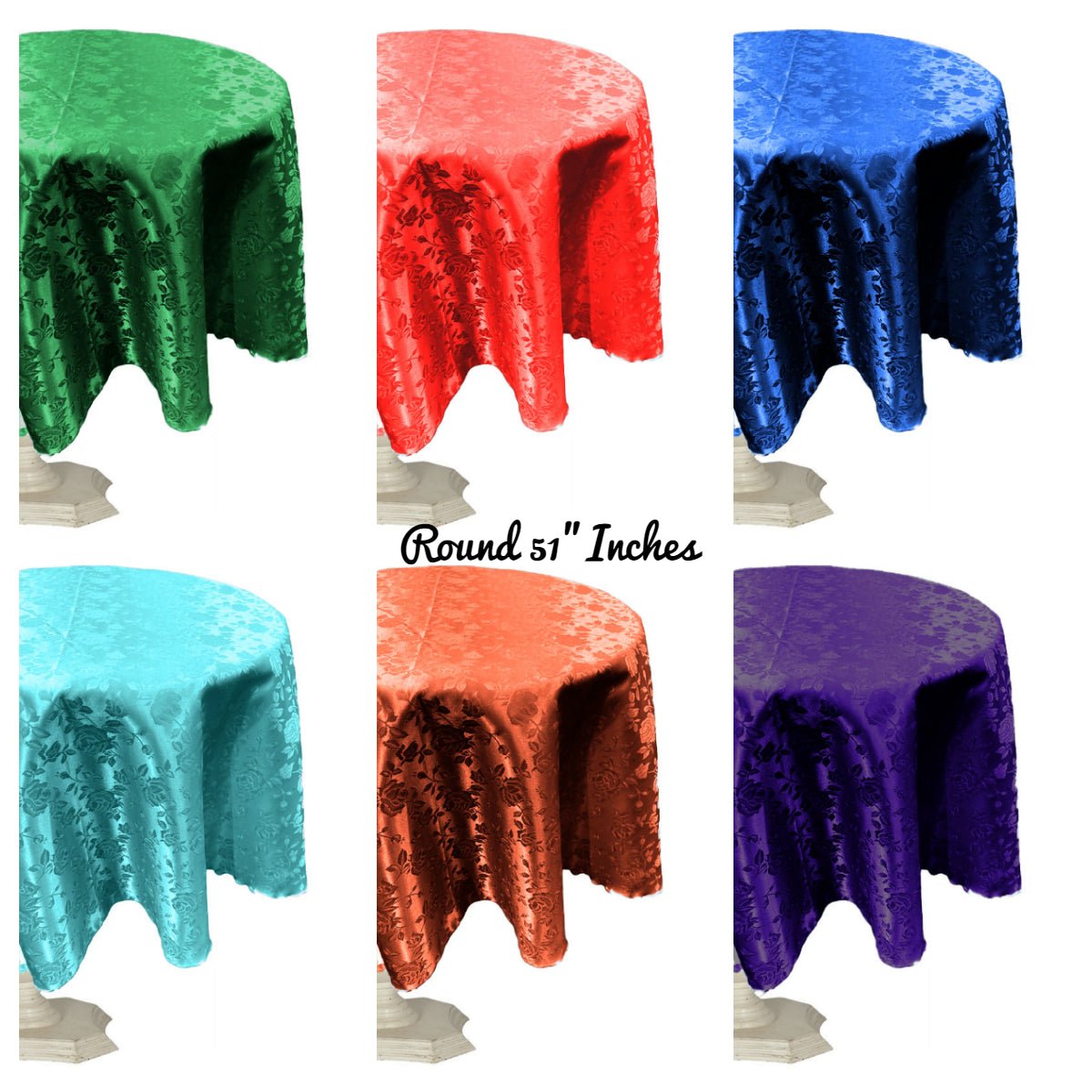 51" ROUND TABLECLOTH ROSES JACQUARD SATIN - New Creations Fabric & Foam Inc
