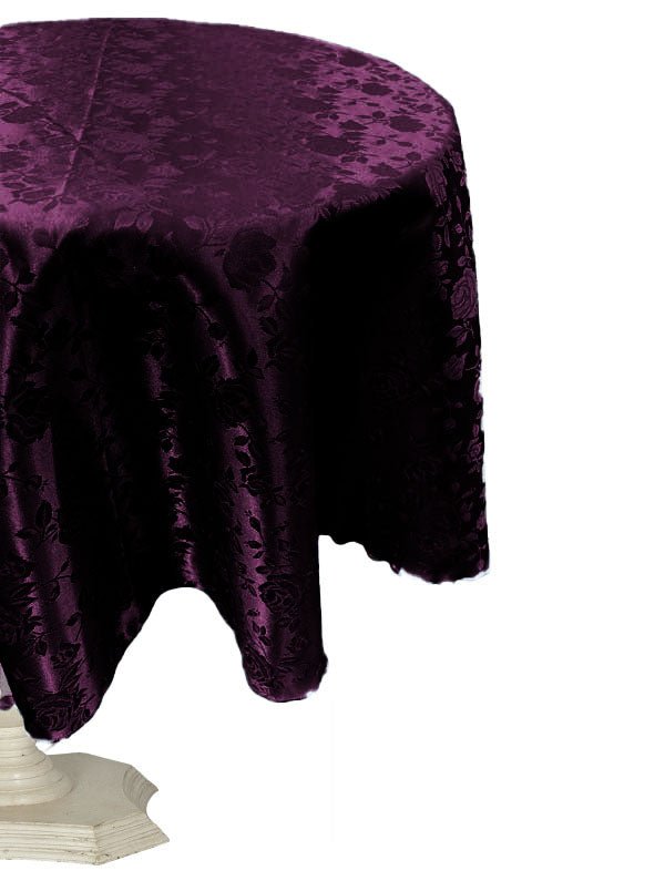 51" ROUND TABLECLOTH ROSES JACQUARD SATIN - New Creations Fabric & Foam Inc