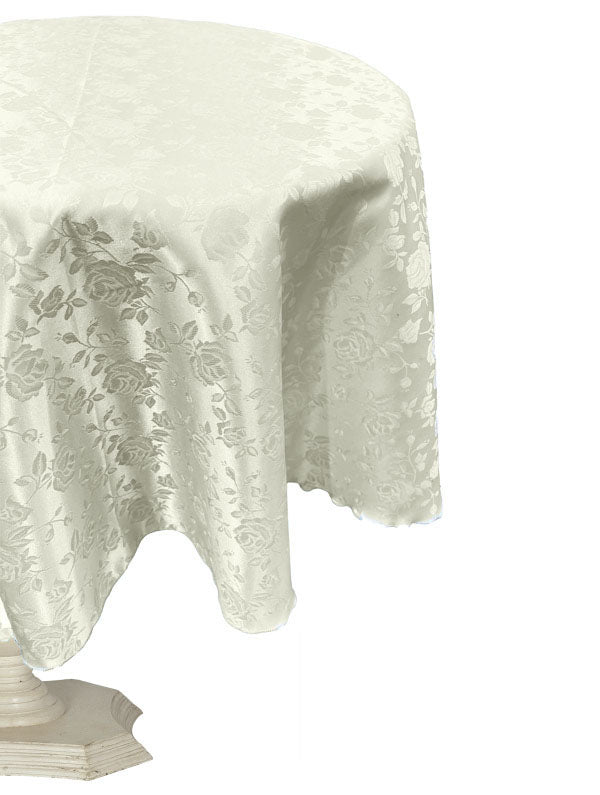 51" ROUND TABLECLOTH ROSES JACQUARD SATIN - New Creations Fabric & Foam Inc
