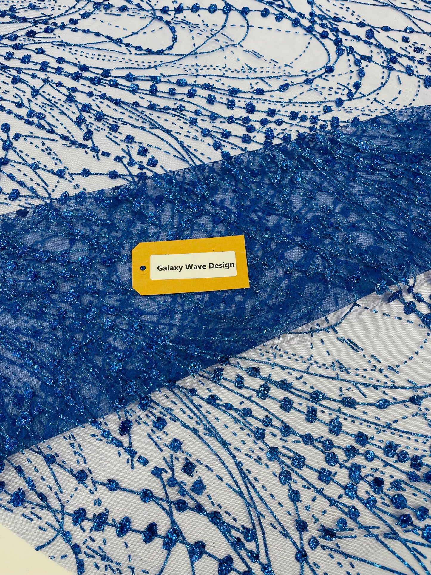 Galaxy Glitter Design On A Mesh Lace 54" Wide| New Creations Fabric & Foam Inc.