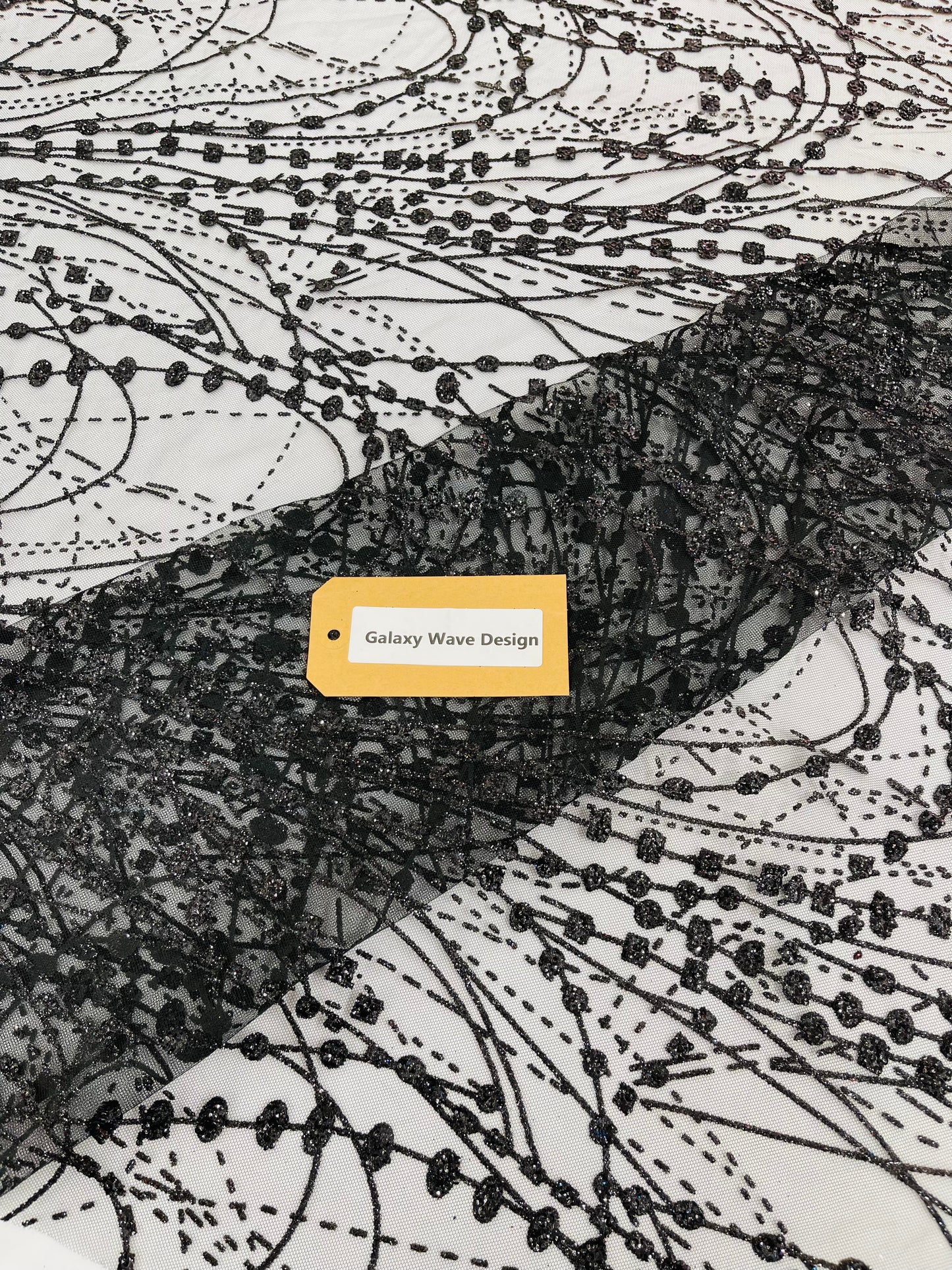 Galaxy Glitter Design On A Mesh Lace 54" Wide| New Creations Fabric & Foam Inc.