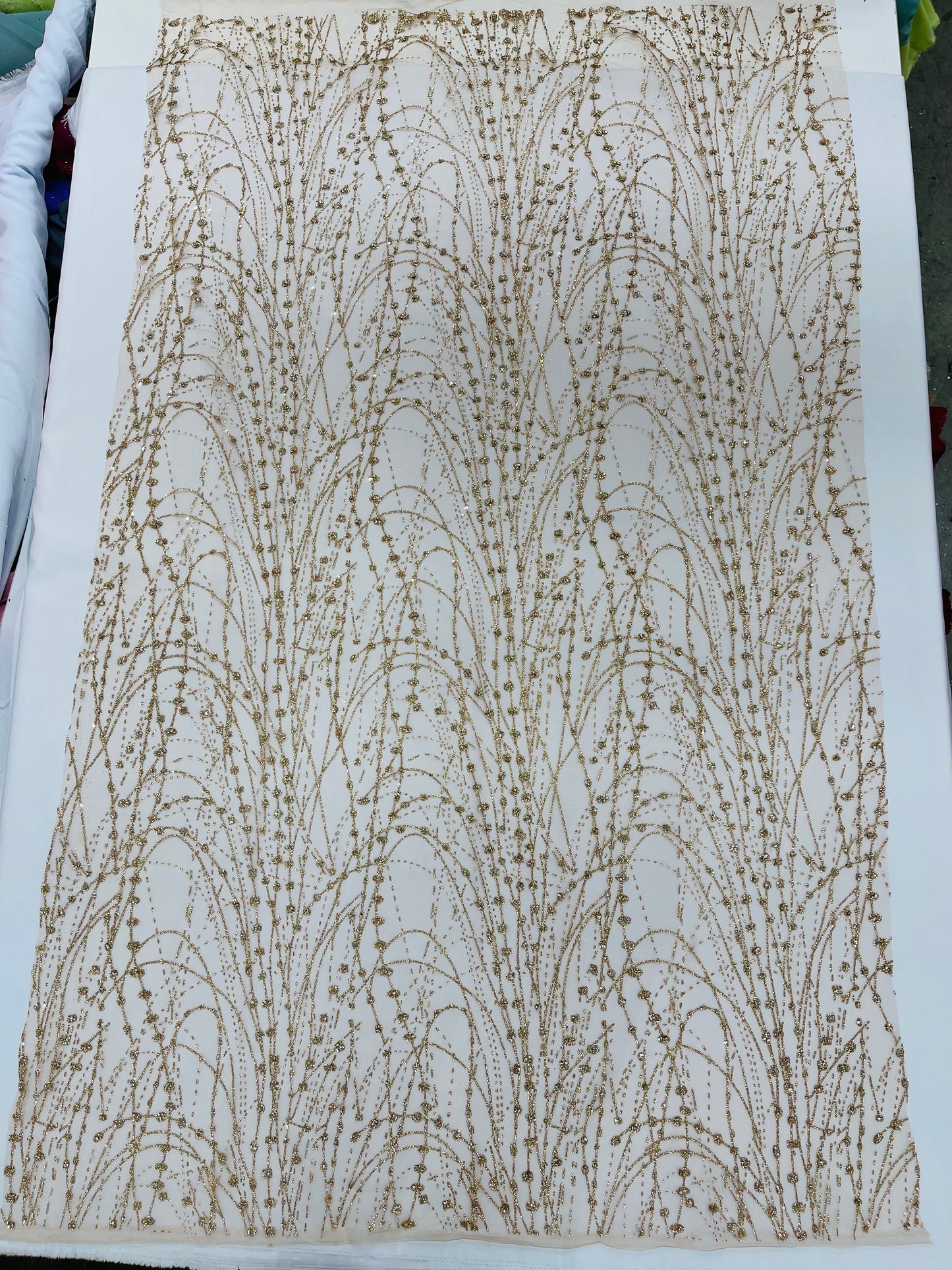 Galaxy Glitter Design On A Mesh Lace 54" Wide| New Creations Fabric & Foam Inc.