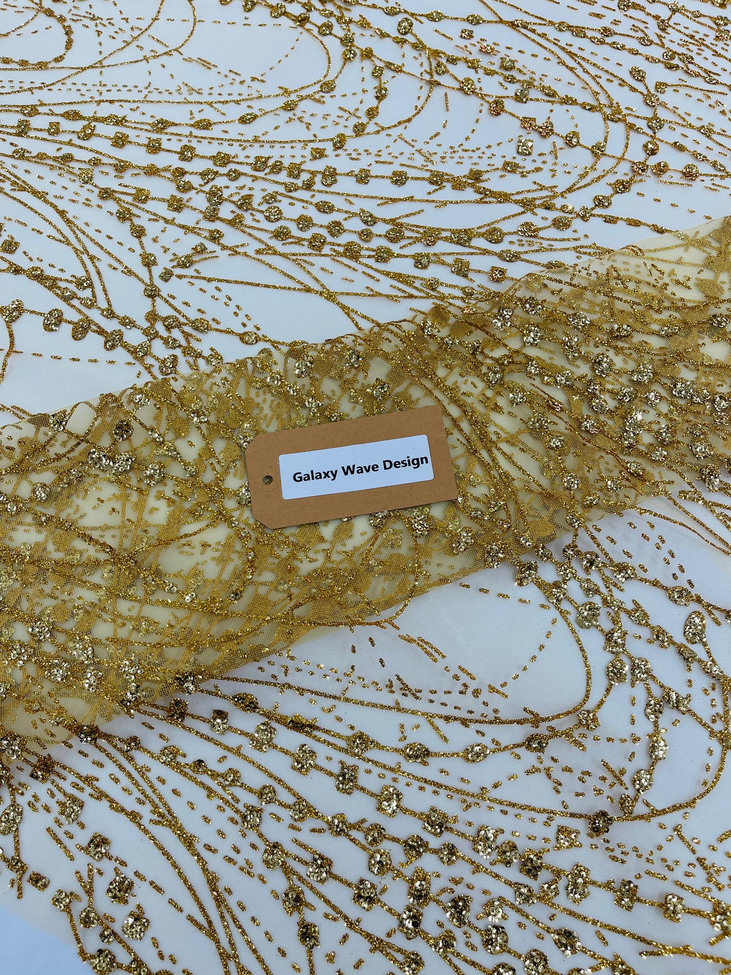 Galaxy Glitter Design On A Mesh Lace 54" Wide| New Creations Fabric & Foam Inc.
