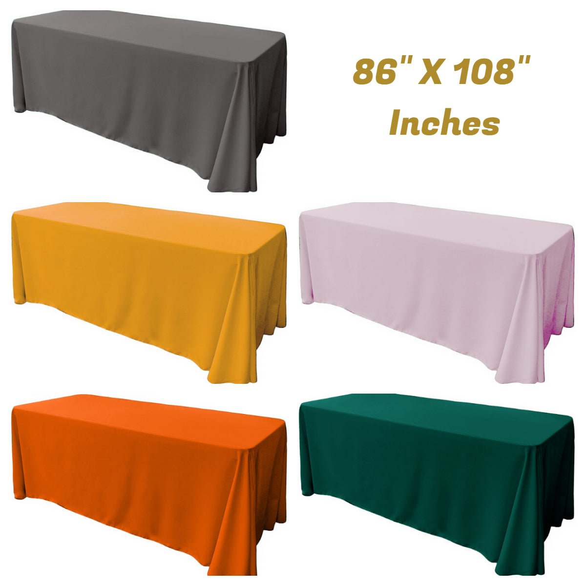 86" X 108" Rectangular Seamless Polyester Poplin Tablecloth, for Party/Wedding Tablecloth - New Creations Fabric & Foam Inc