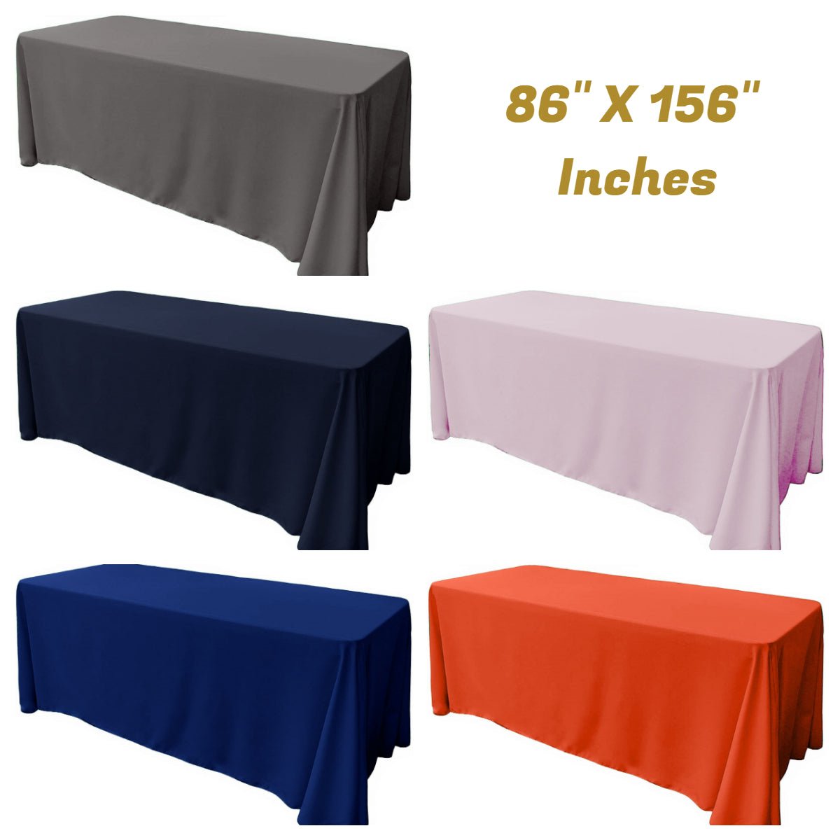 86" X 156" Rectangular Seamless Polyester Poplin Tablecloth, for Party/Wedding Tablecloth - New Creations Fabric & Foam Inc
