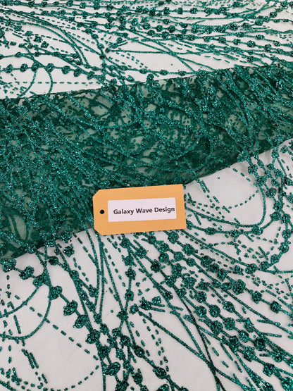 Galaxy Glitter Design On A Mesh Lace 54" Wide| New Creations Fabric & Foam Inc.