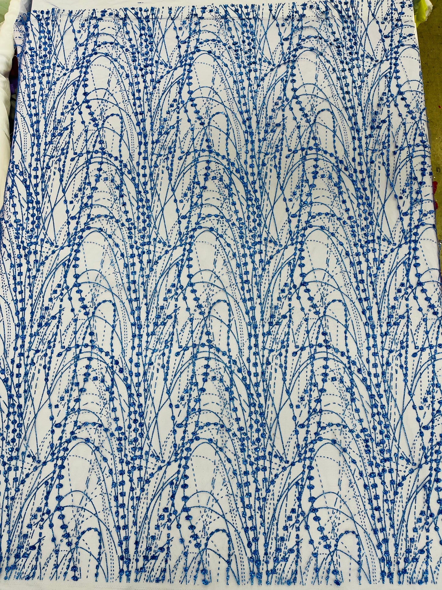 Galaxy Glitter Design On A Mesh Lace 54" Wide| New Creations Fabric & Foam Inc.