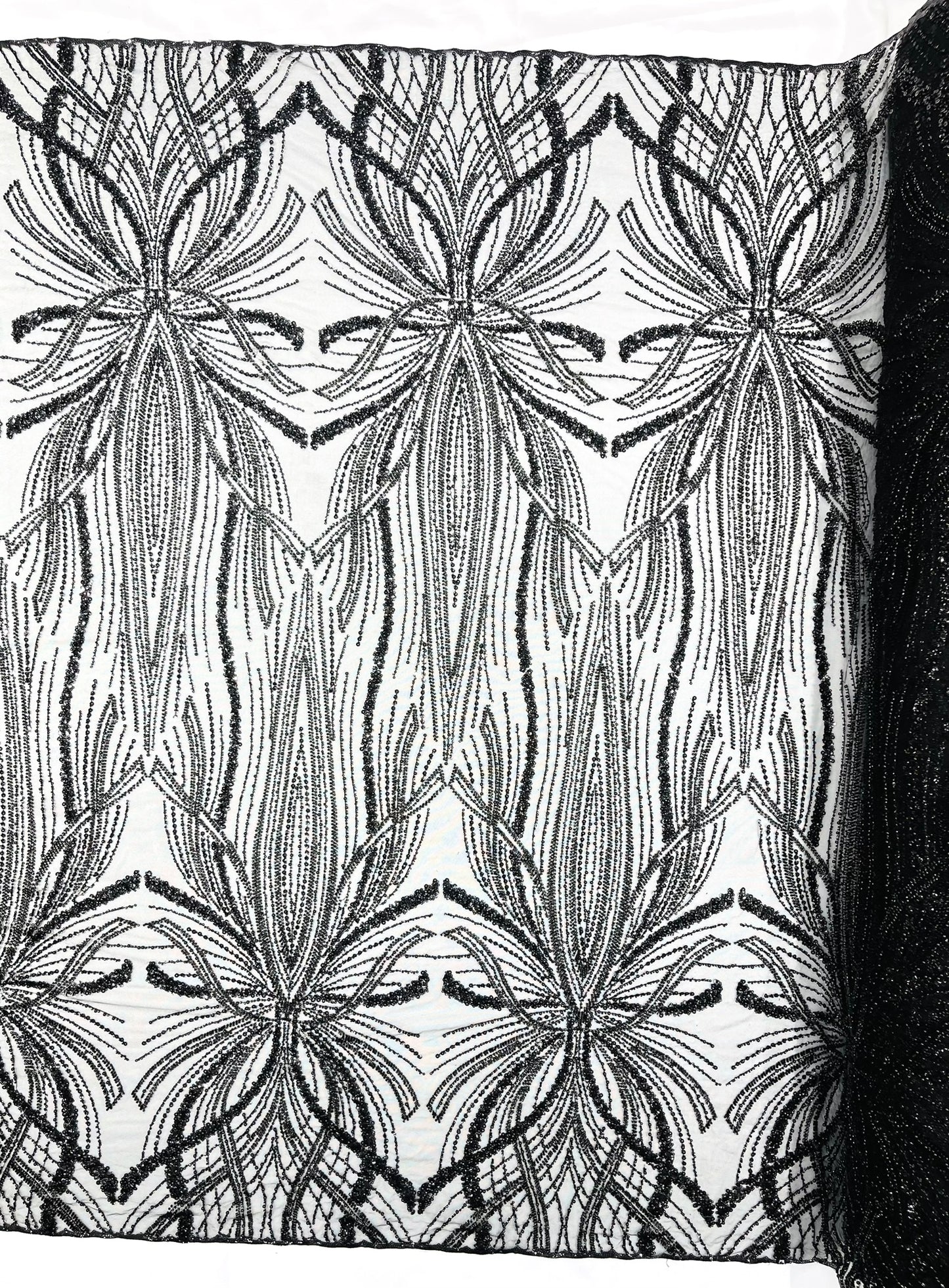 Beaded Lace Fabric, Heavy Embroidered Design on 58" Mesh for Dresses