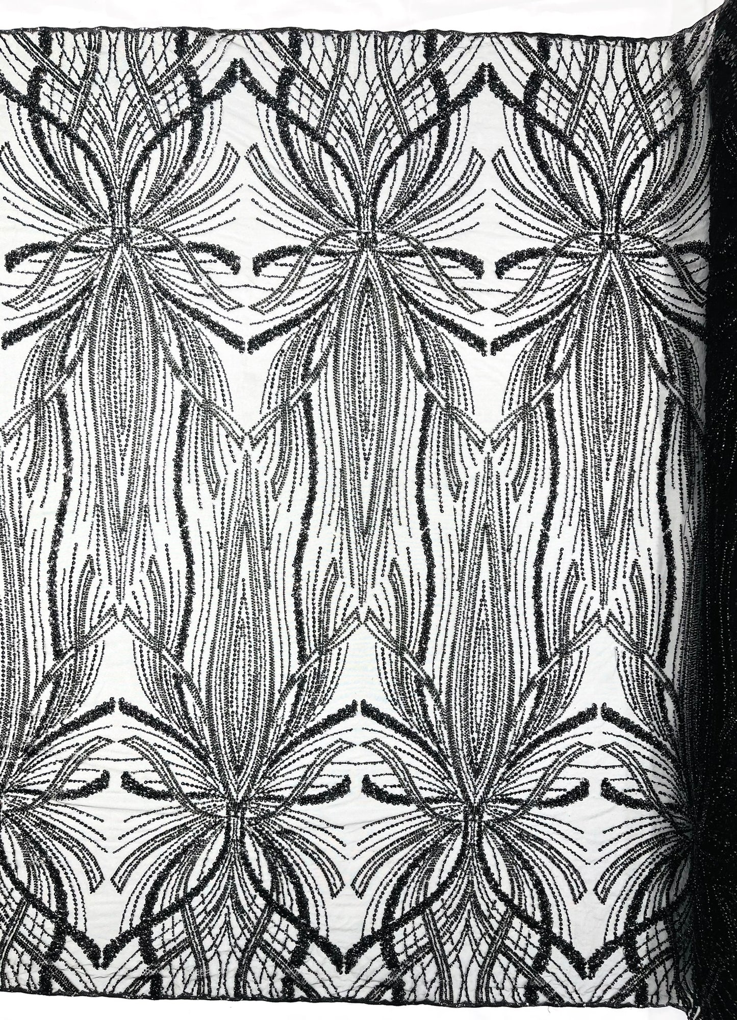 Beaded Lace Fabric, Heavy Embroidered Design on 58" Mesh for Dresses