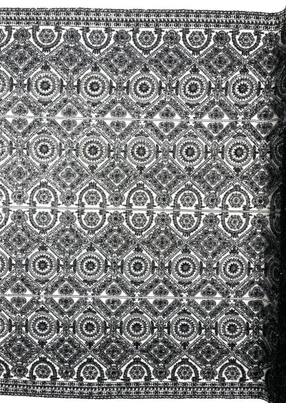 Beaded Lace Fabric, Heavy Embroidered Geometric Design on 58" Mesh