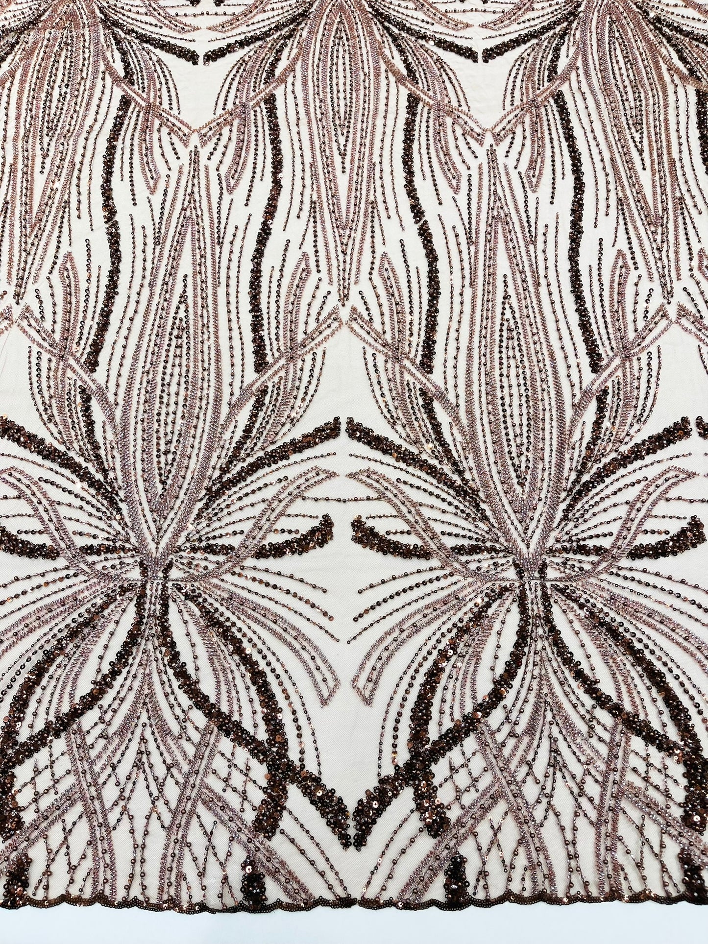 Beaded Lace Fabric, Heavy Embroidered Design on 58" Mesh for Dresses
