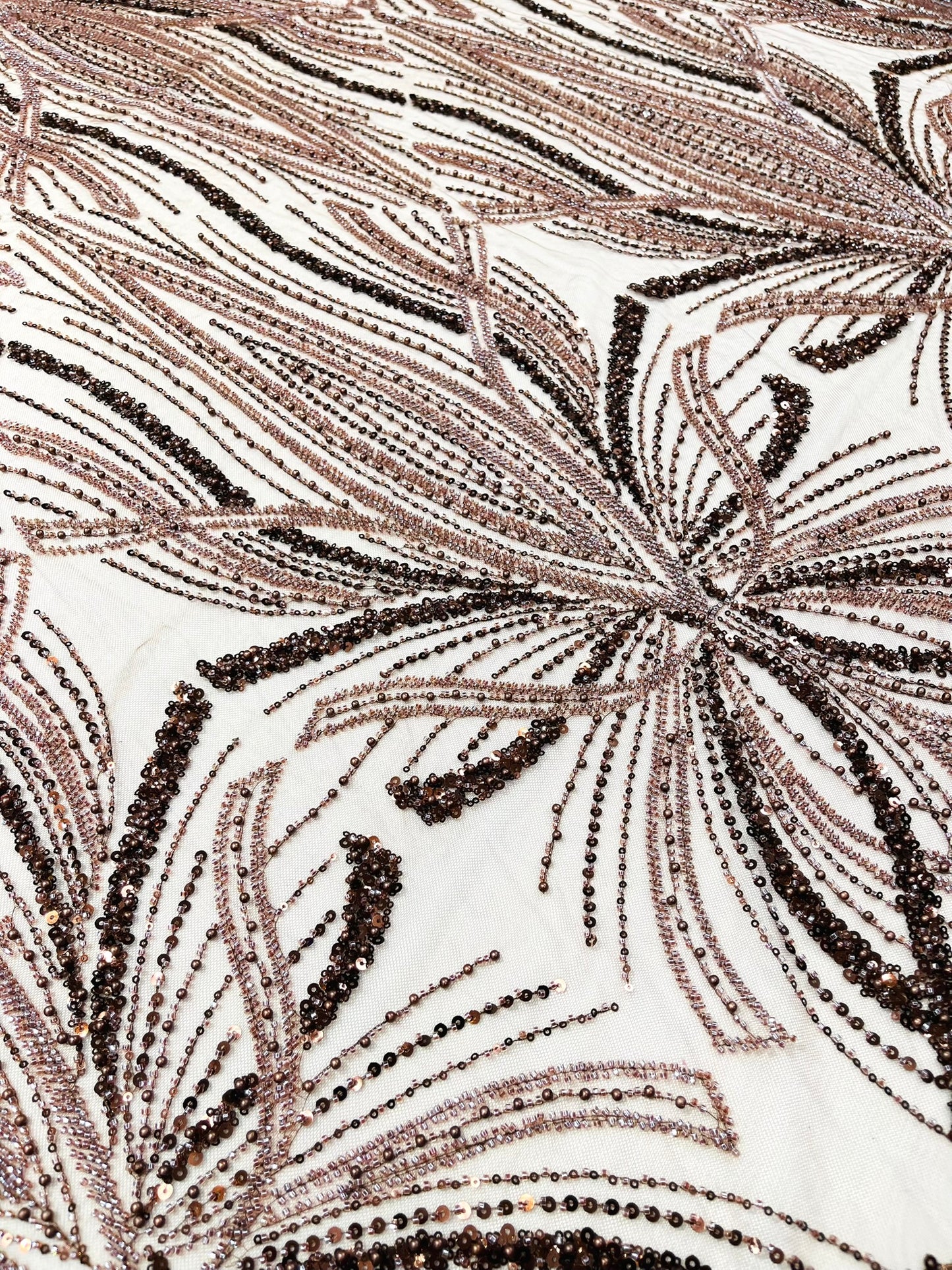 Beaded Lace Fabric, Heavy Embroidered Design on 58" Mesh for Dresses