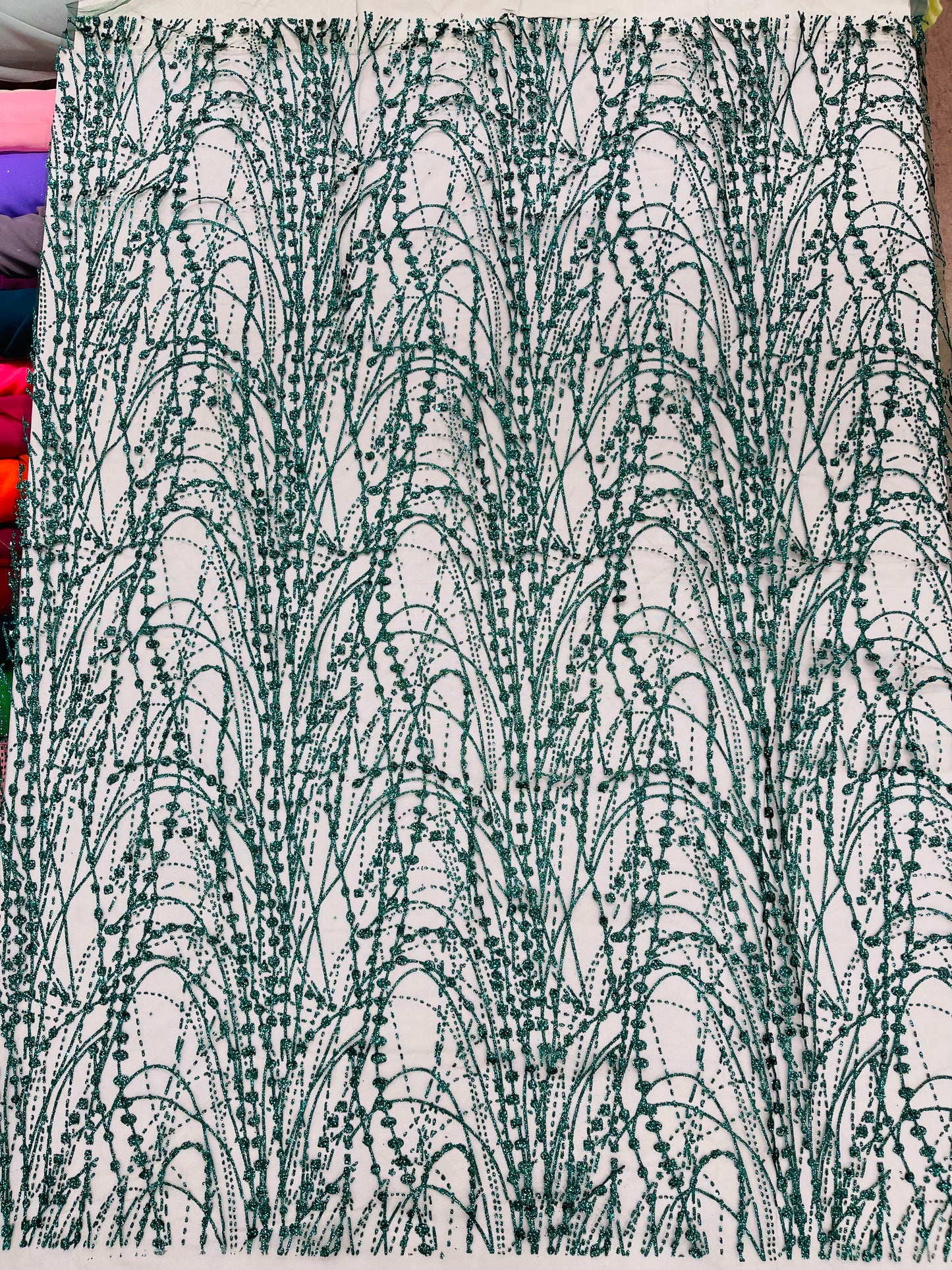 Galaxy Glitter Design On A Mesh Lace 54" Wide| New Creations Fabric & Foam Inc.