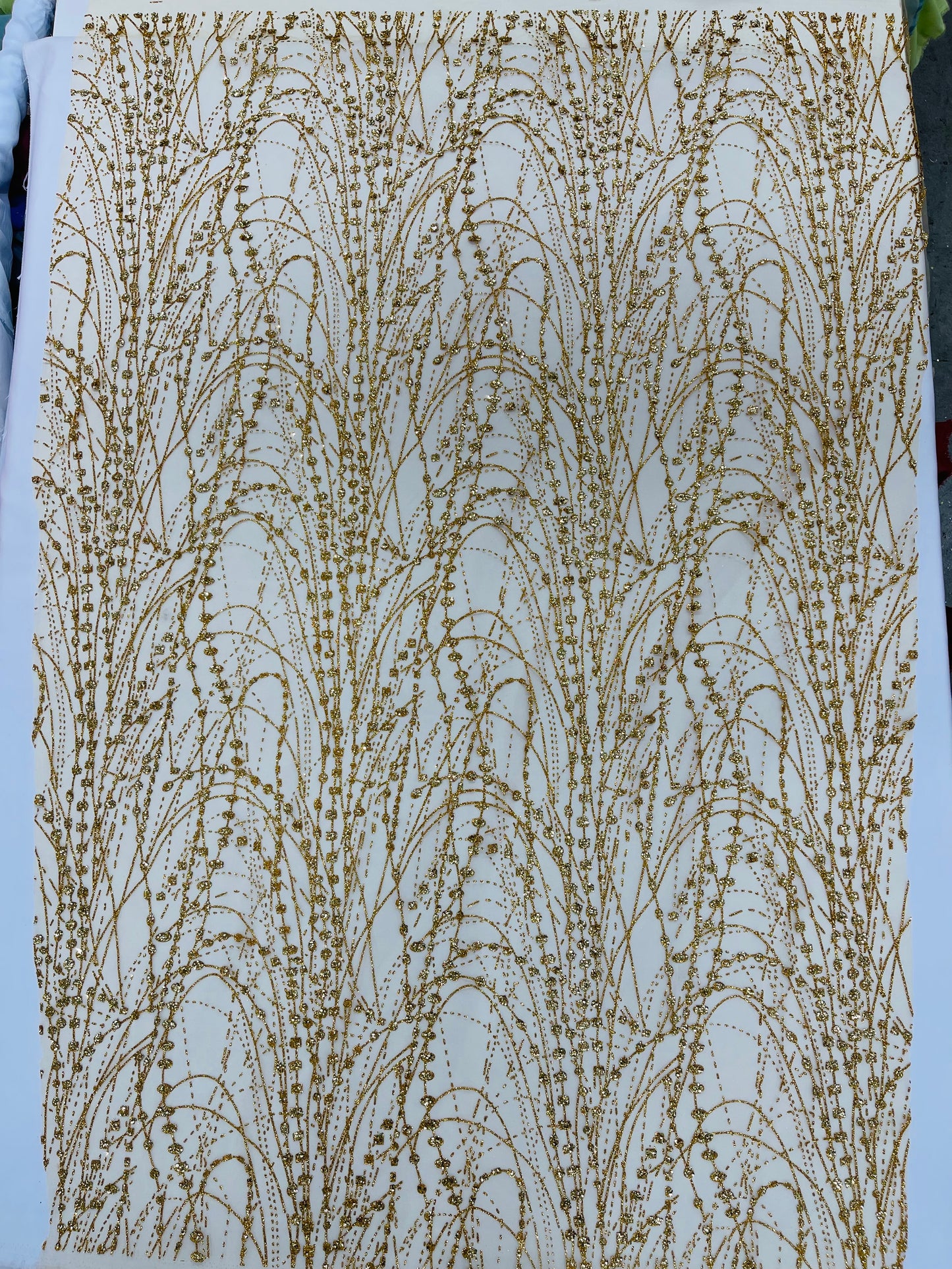 Galaxy Glitter Design On A Mesh Lace 54" Wide| New Creations Fabric & Foam Inc.