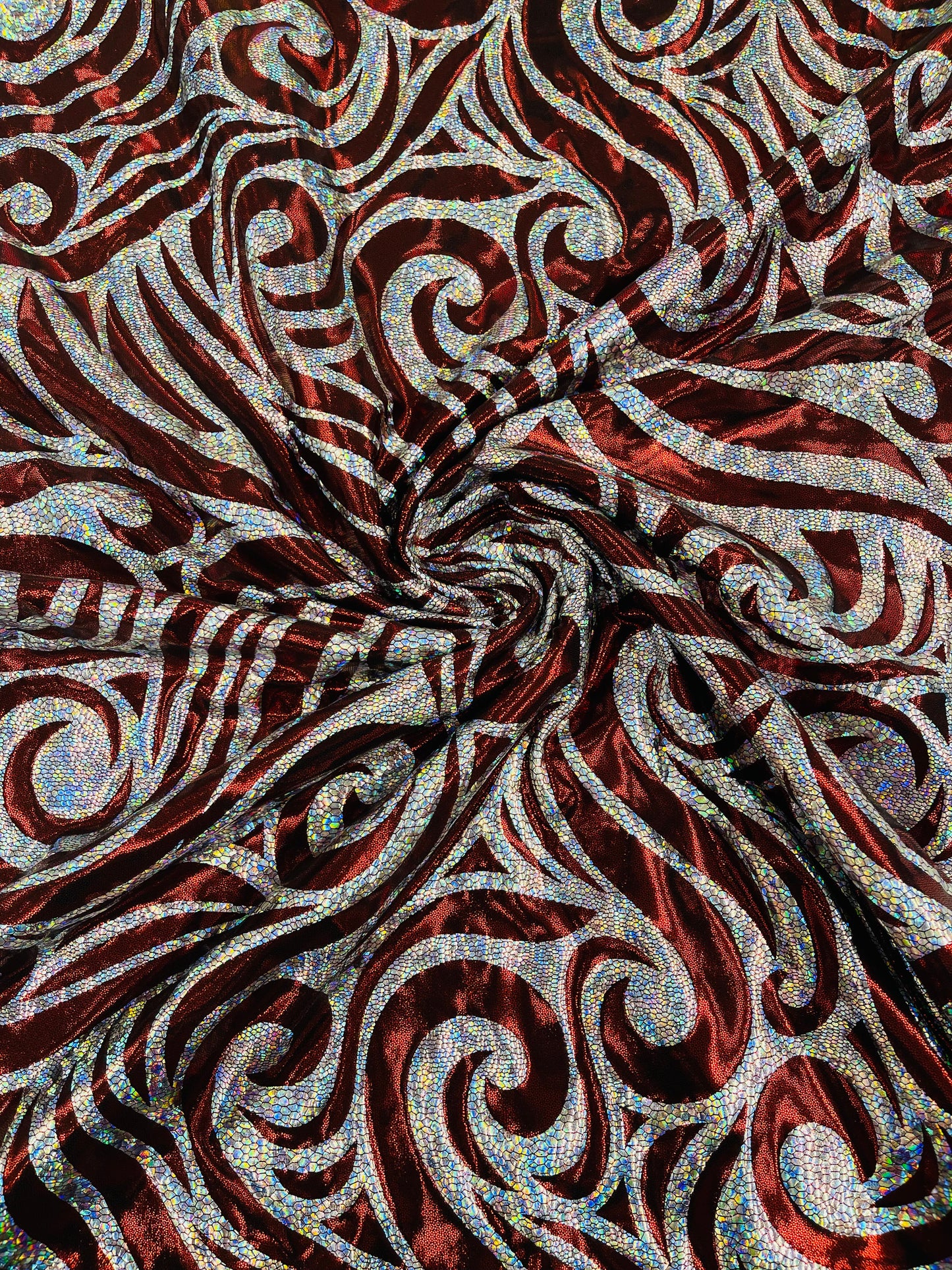 Foil flame spandex | New Creation Fabric & Foam