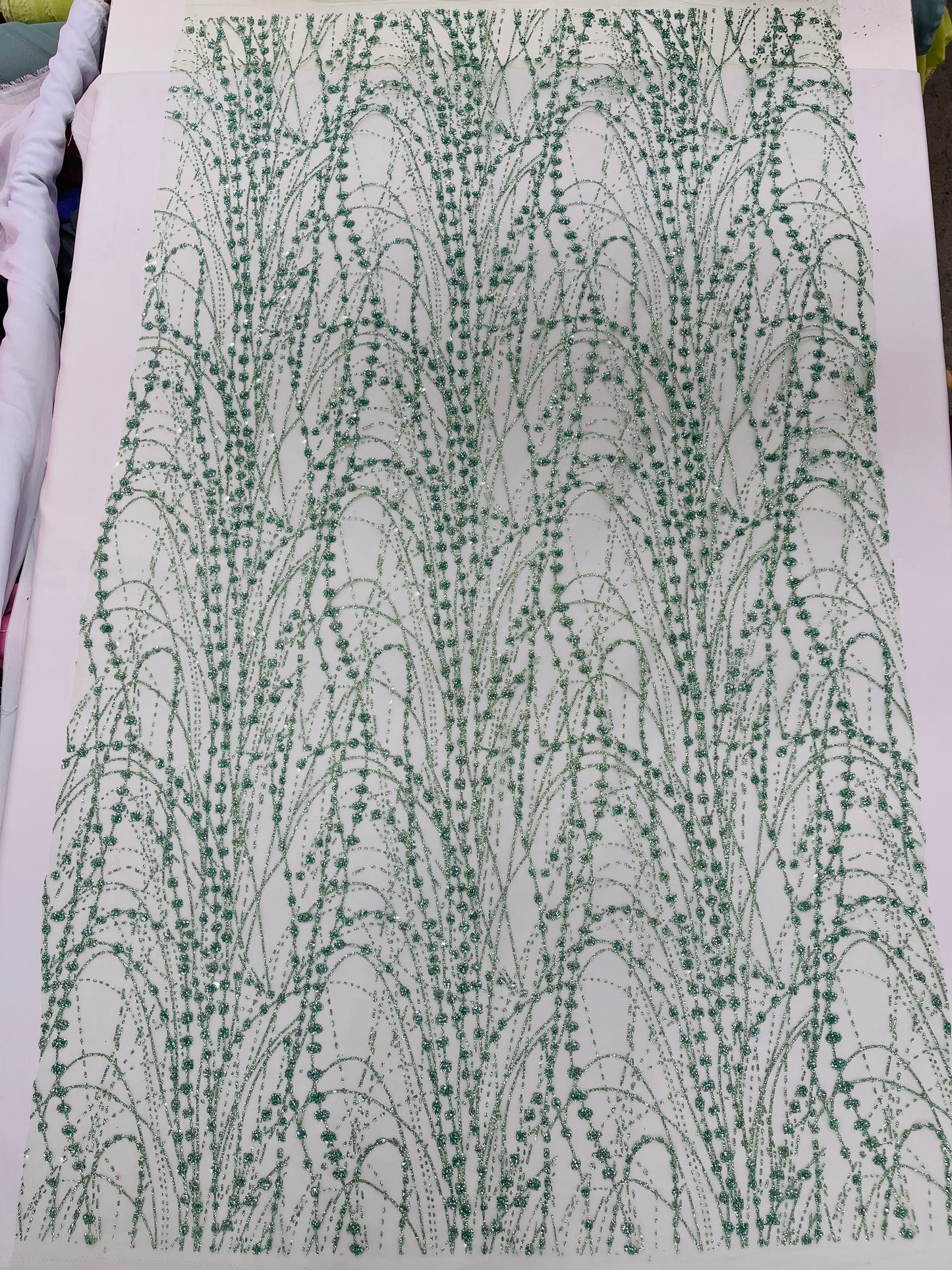 Galaxy Glitter Design On A Mesh Lace 54" Wide| New Creations Fabric & Foam Inc.