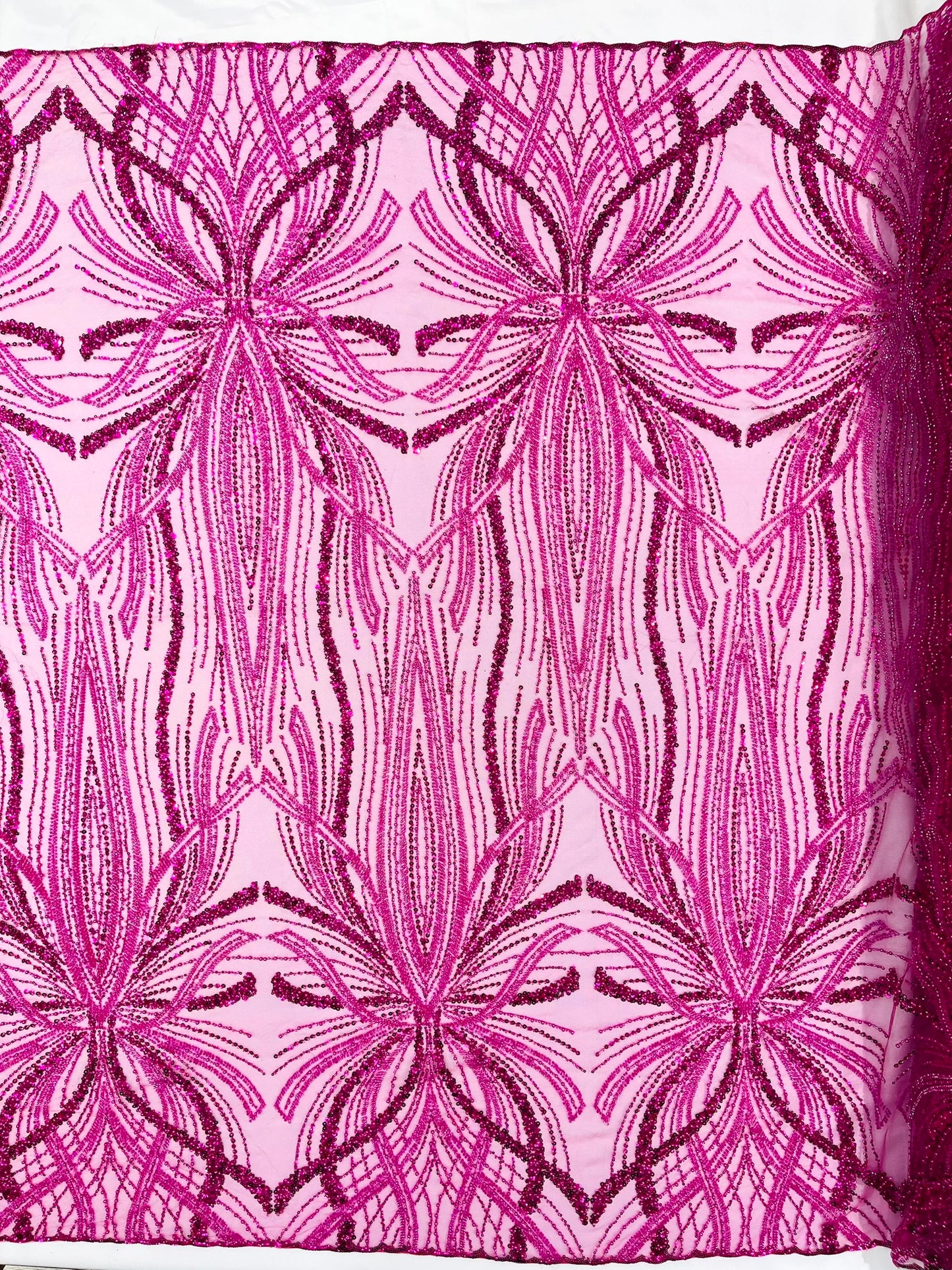 Beaded Lace Fabric, Heavy Embroidered Design on 58" Mesh for Dresses