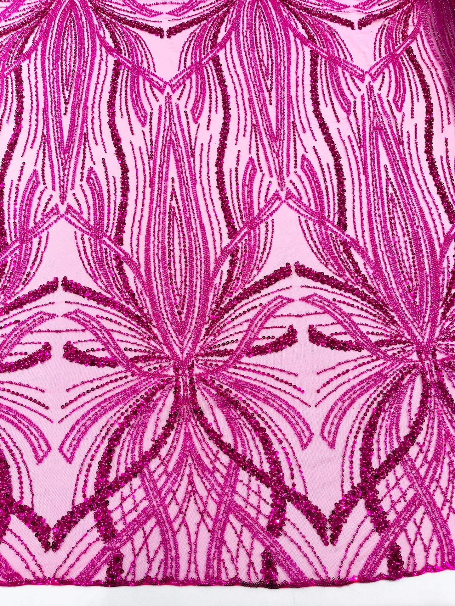 Beaded Lace Fabric, Heavy Embroidered Design on 58" Mesh for Dresses