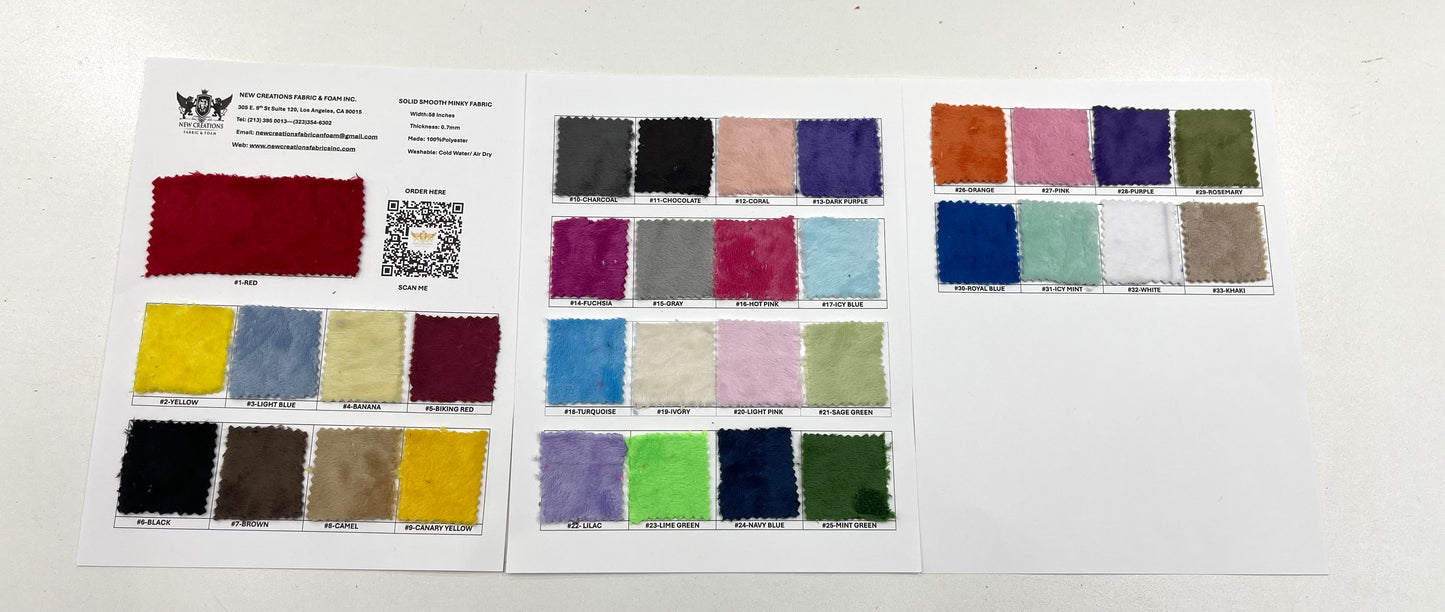 Solid Minky 58" Wide| New Creations Fabric & Foam Inc.