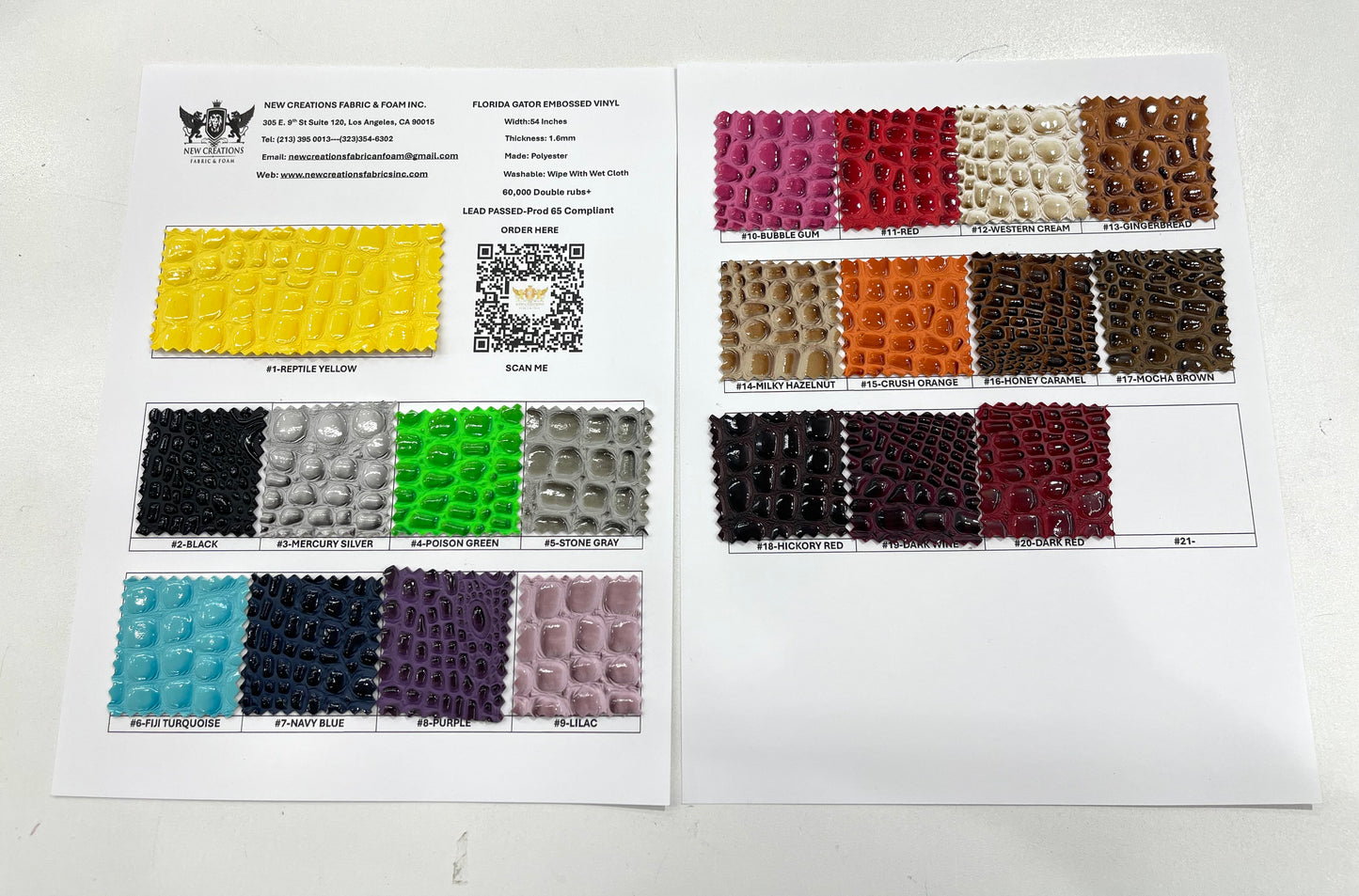 Glossy Two Tone Gator Fake Leather 54" Wide| New Creations Fabric & Foam Inc.