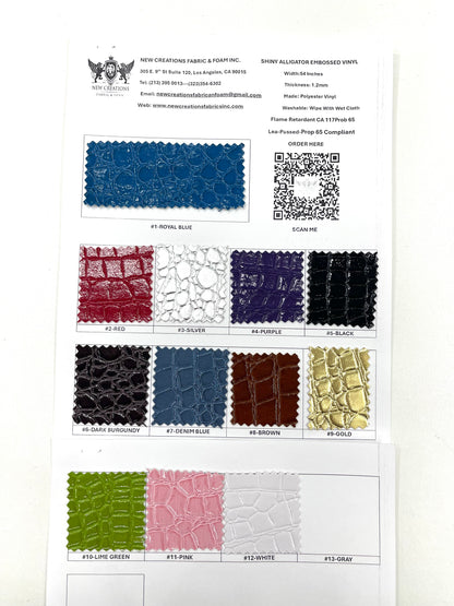 Shiny Alligator 3D Embossed Vinyl 54" Wide| New Creations Fabric & Foam Inc.