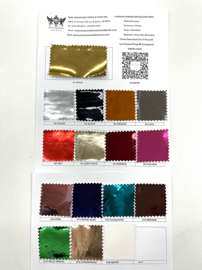 Chrome Mirror Reflective Vinyl 54" Wide| New Creations Fabric & Foam Inc.