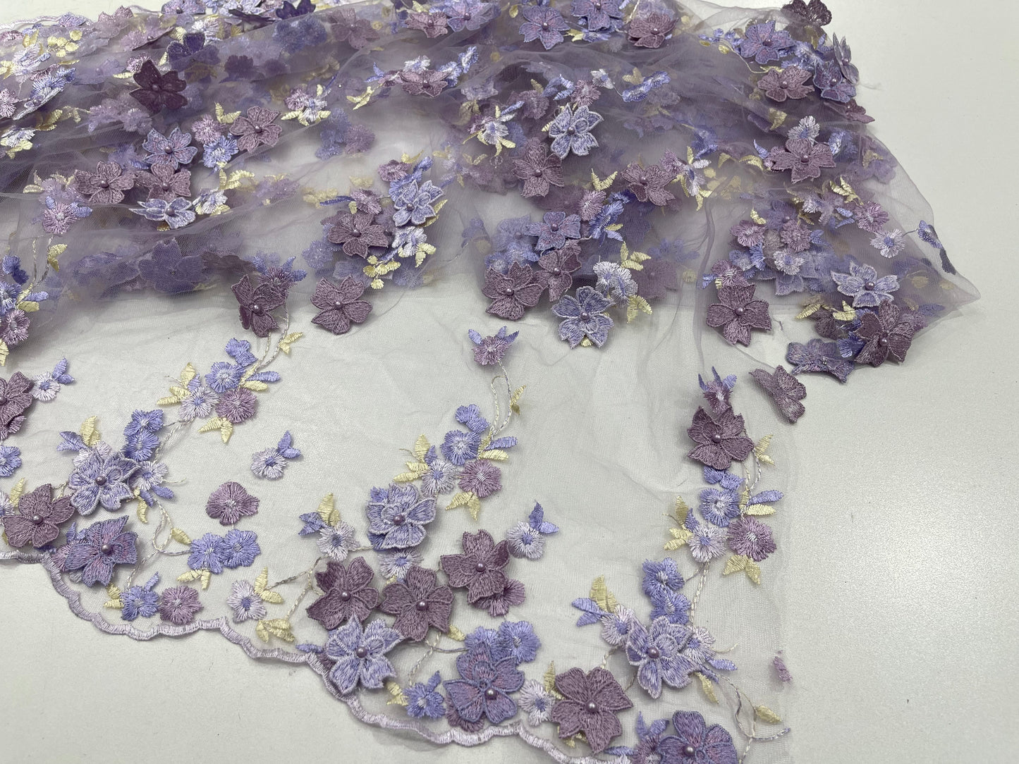 Multi Color 3d floral Daisy Design Embroider Lace 54" Wide| New Creations Fabric & Foam Inc.