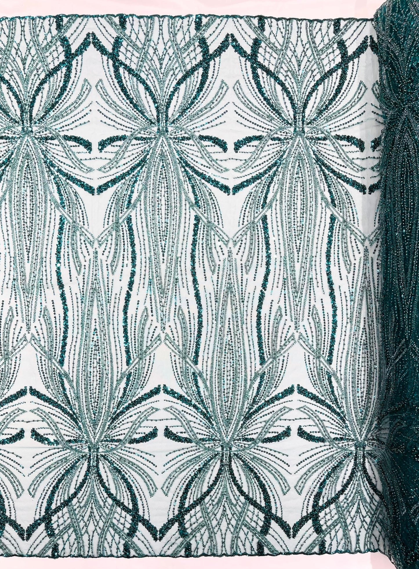 Beaded Lace Fabric, Heavy Embroidered Design on 58" Mesh for Dresses
