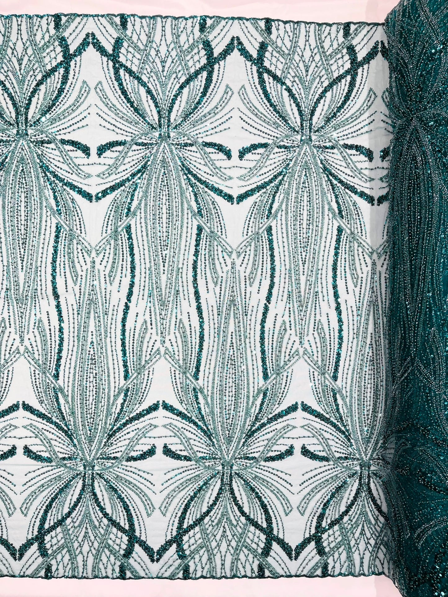 Beaded Lace Fabric, Heavy Embroidered Design on 58" Mesh for Dresses