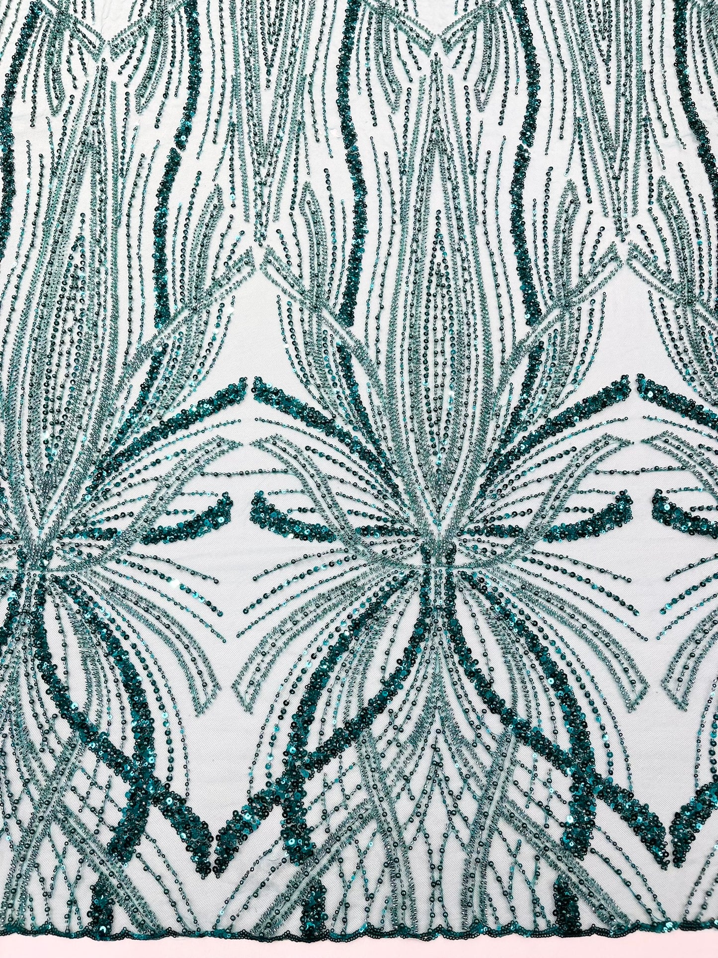 Beaded Lace Fabric, Heavy Embroidered Design on 58" Mesh for Dresses