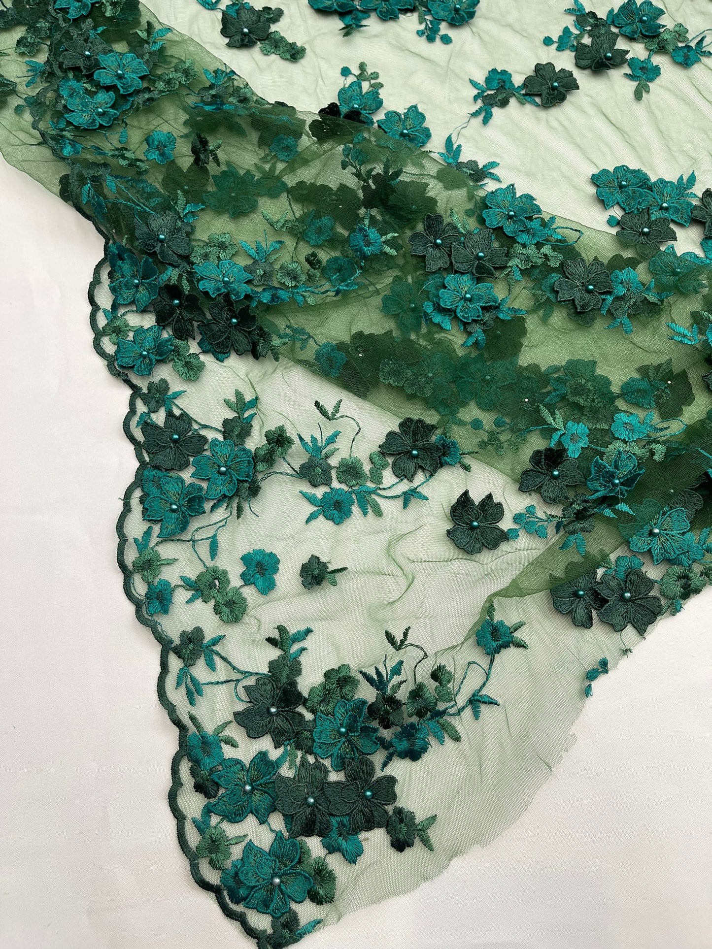 Multi Color 3d floral Daisy Design Embroider Lace 54" Wide| New Creations Fabric & Foam Inc.