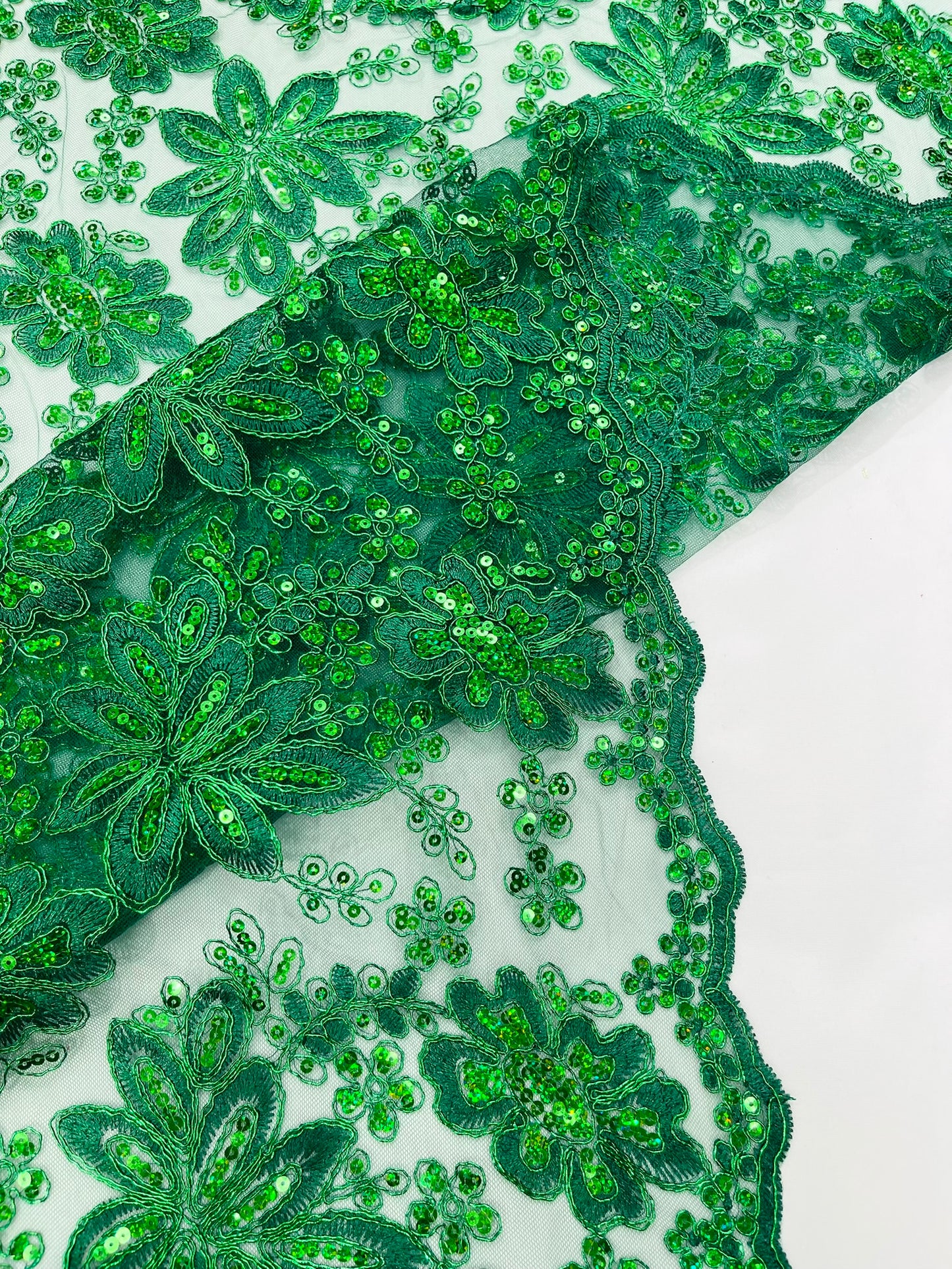 Metallic floral lace design embroidered 54" Wide | New Creations Fabric & Foam Inc.