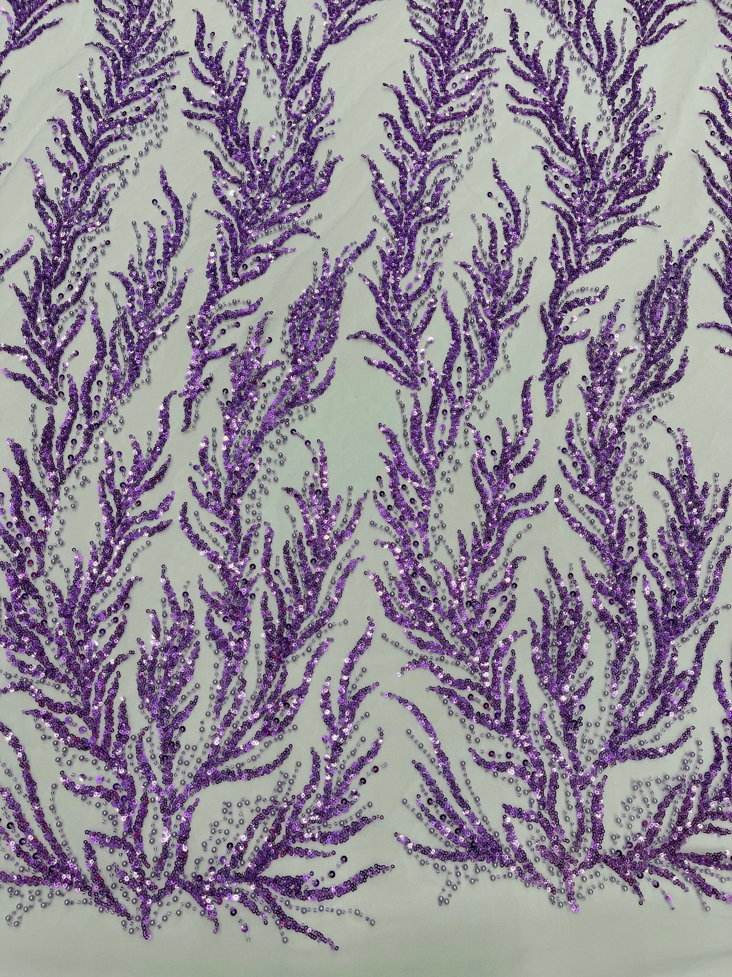 Vine Beaded Lace on Mesh 54" Wide | New Creation Fabric & Foam Inc.