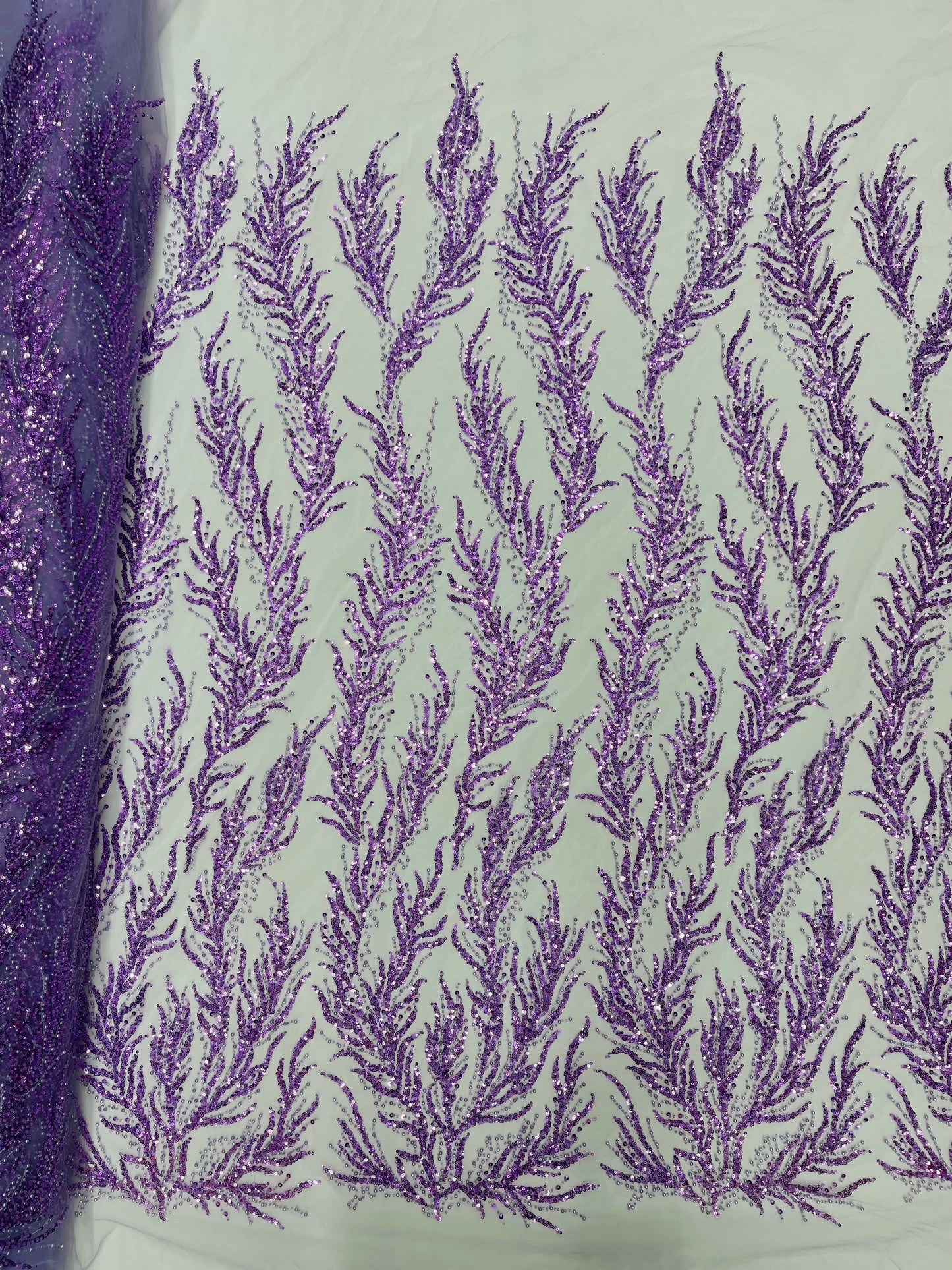 Vine Beaded Lace on Mesh 54" Wide | New Creation Fabric & Foam Inc.