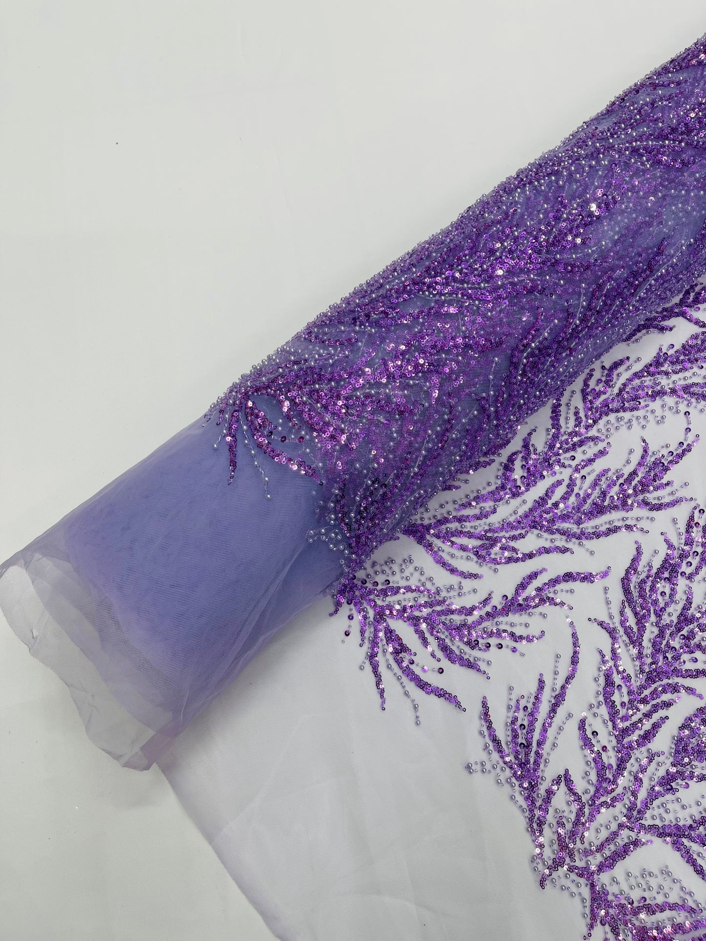 Vine Beaded Lace on Mesh 54" Wide | New Creation Fabric & Foam Inc.