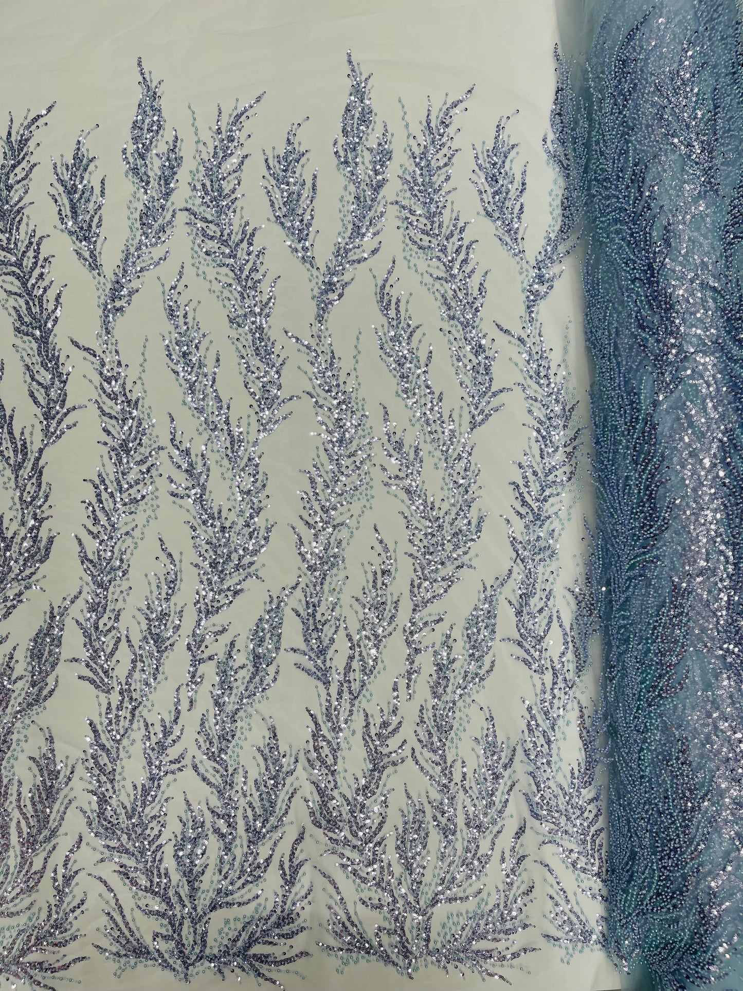 Vine Beaded Lace on Mesh 54" Wide | New Creation Fabric & Foam Inc.