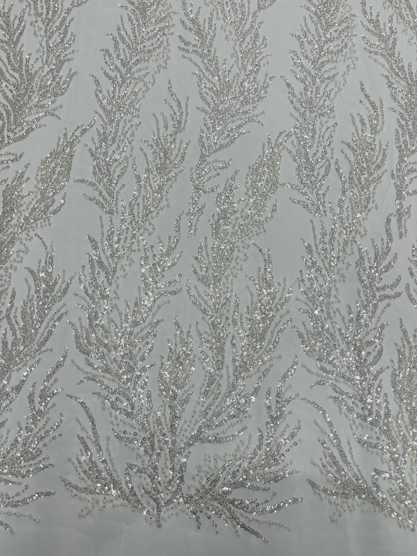 Vine Beaded Lace on Mesh 54" Wide | New Creation Fabric & Foam Inc.