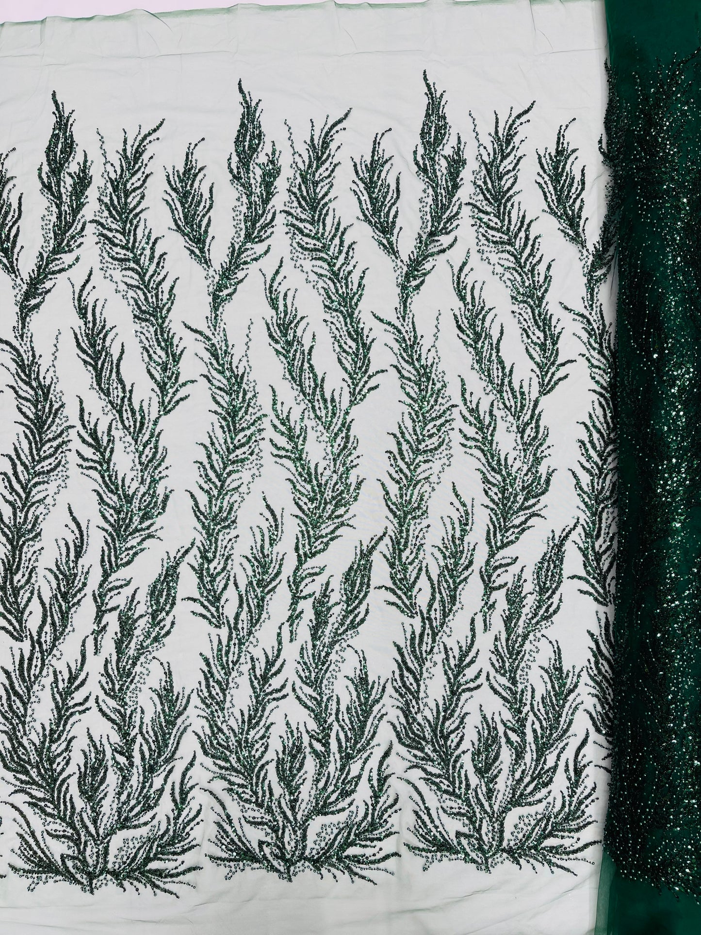 Vine Beaded Lace on Mesh 54" Wide | New Creation Fabric & Foam Inc.