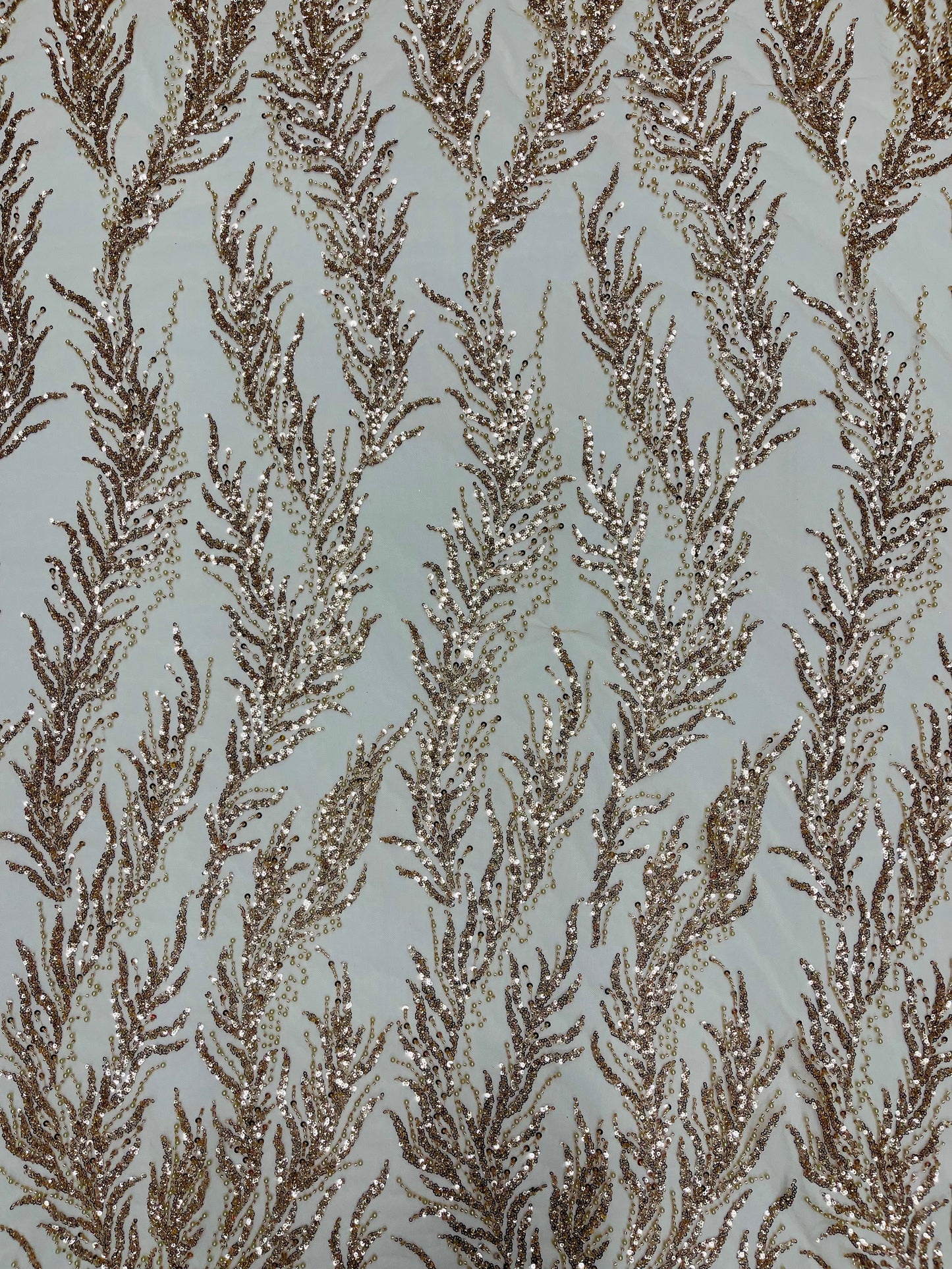 Vine Beaded Lace on Mesh 54" Wide | New Creation Fabric & Foam Inc.