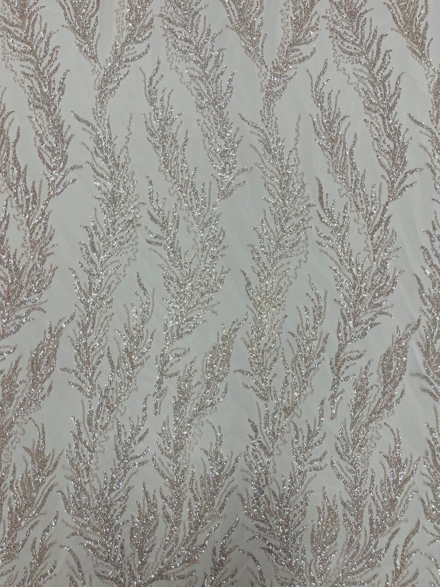 Vine Beaded Lace on Mesh 54" Wide | New Creation Fabric & Foam Inc.