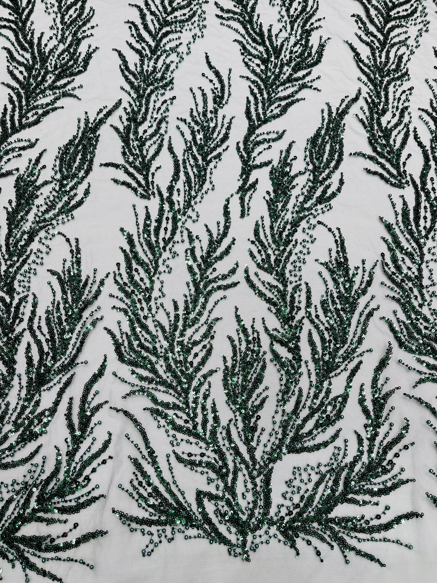 Vine Beaded Lace on Mesh 54" Wide | New Creation Fabric & Foam Inc.