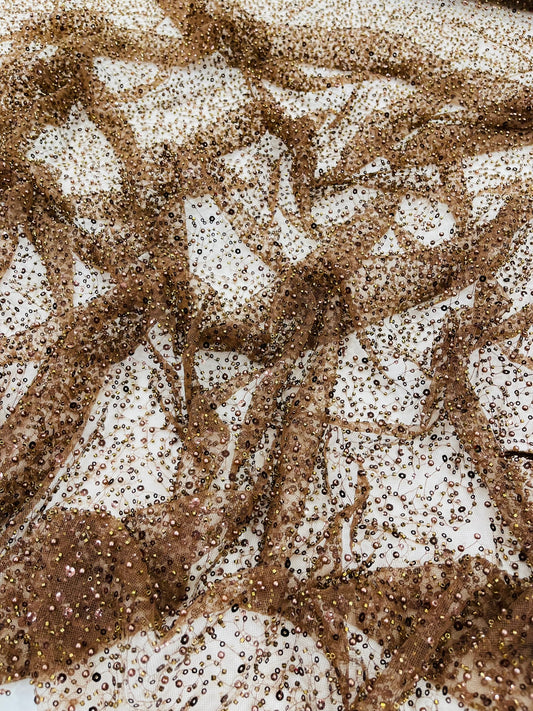 All Over Luxury Beaded Mesh with Pearls, Sequins for Wedding Dresses, Prom Gowns