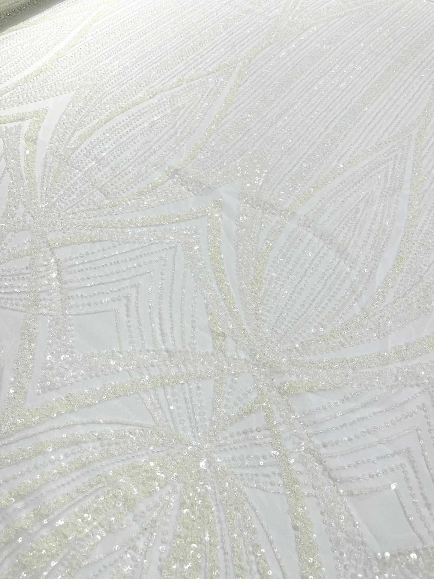 Geometric New York Fashion Beaded Lace Fabric| Prom| Wedding.